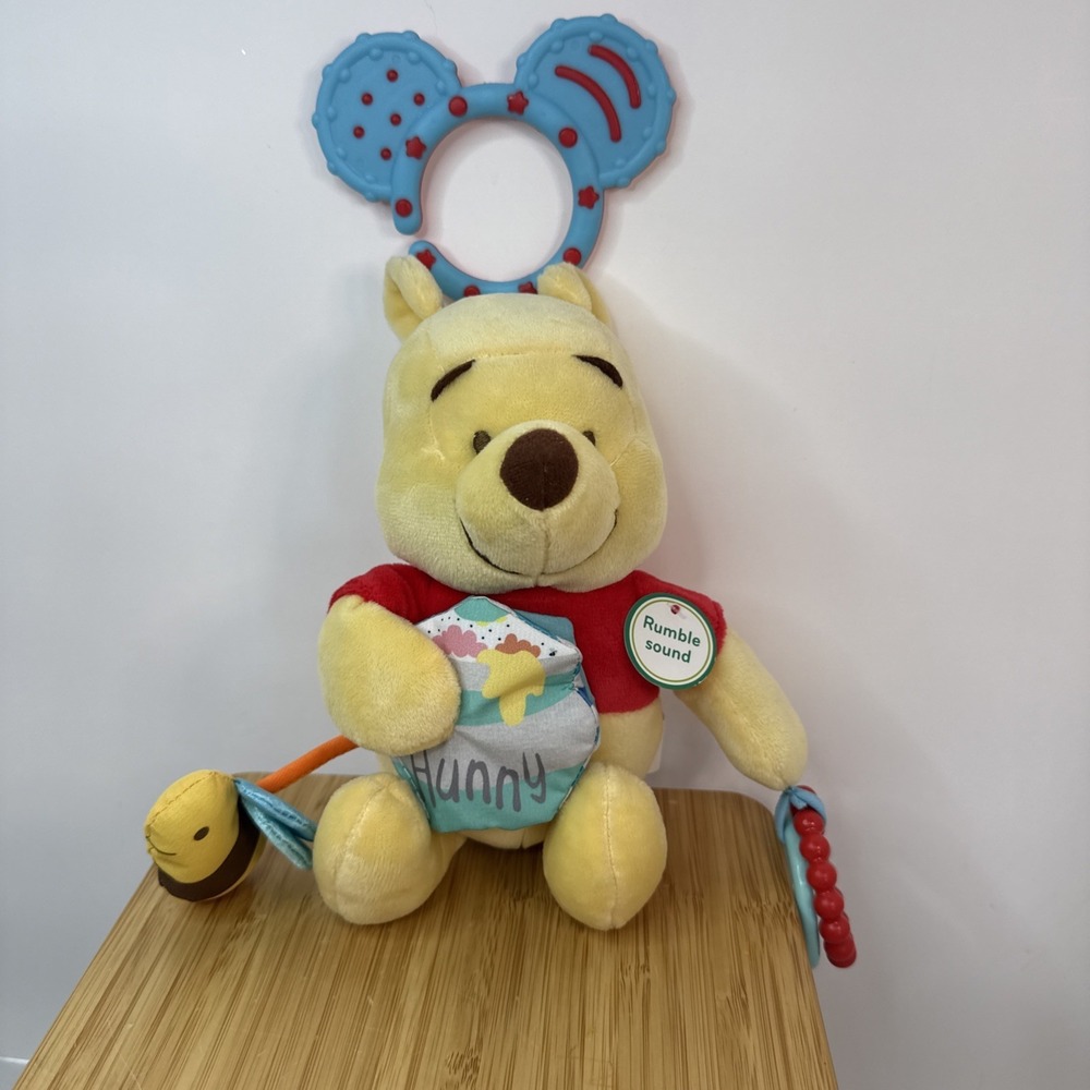 Disney Baby Plush Toy Winnie‎ The Pooh On The Go Activity Sensory Rumble Sound